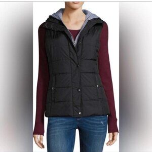 Arizona Jean Company Women's Juniors‎ Hooded Puffer Vest Black Gray Large JR's